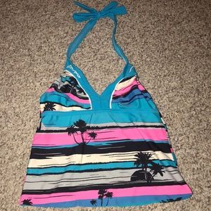 Zero posur girls pink and blue swim top size 10
